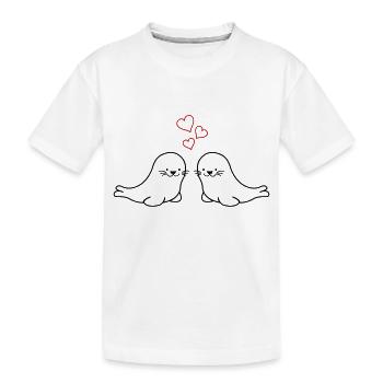 phoques amoureux - T-shirt bio Premium Enfant - blanc - Devant