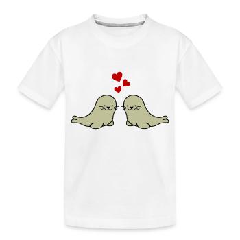 phoques amoureux - T-shirt bio Premium Enfant - blanc - Devant