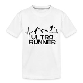 Ultra Runner mountains & heartbeat - Kids' Premium Organic T-Shirt - white - Front