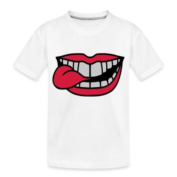 Stretch out your mouth tongue - Kids' Premium Organic T-Shirt - white - Front