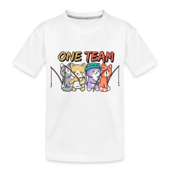team family cat fishing dog sport birthday - Kids' Premium Organic T-Shirt - white - Front