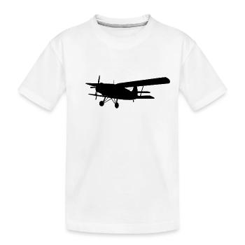 Doppeldecker Flugzeug - Kinder Premium Bio T-Shirt - Weiß - Vorne