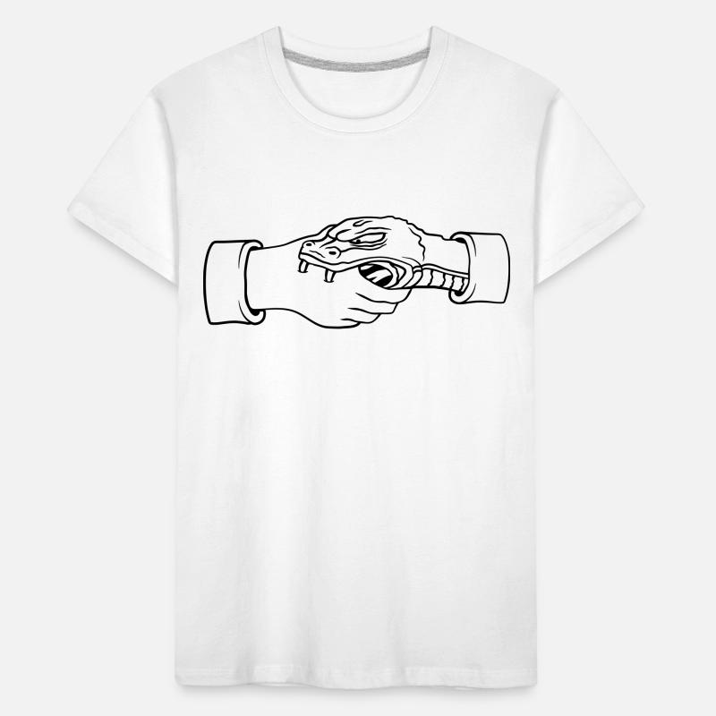 Shaking hands Snake bites hand Kids' Premium Organic T-Shirt