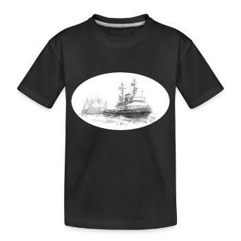 Remorqueur de mer avec remorque - T-shirt bio Premium Enfant - noir - Devant