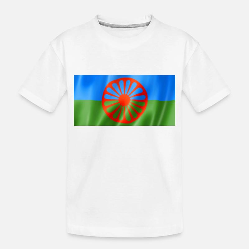 Drapeau rom et sinti - Design flottant - T-shirt bio Premium Enfant - blanc