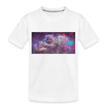 Space Cat - Kinder Premium Bio T-Shirt - Weiß - Vorne
