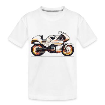 Machine de course de moto 8 bits en tant que graphiques vectoriels - T-shirt bio Premium Enfant - blanc - Devant