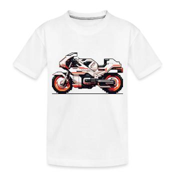 Machine de course de moto comme vecteur 8 bits - T-shirt bio Premium Enfant - blanc - Devant