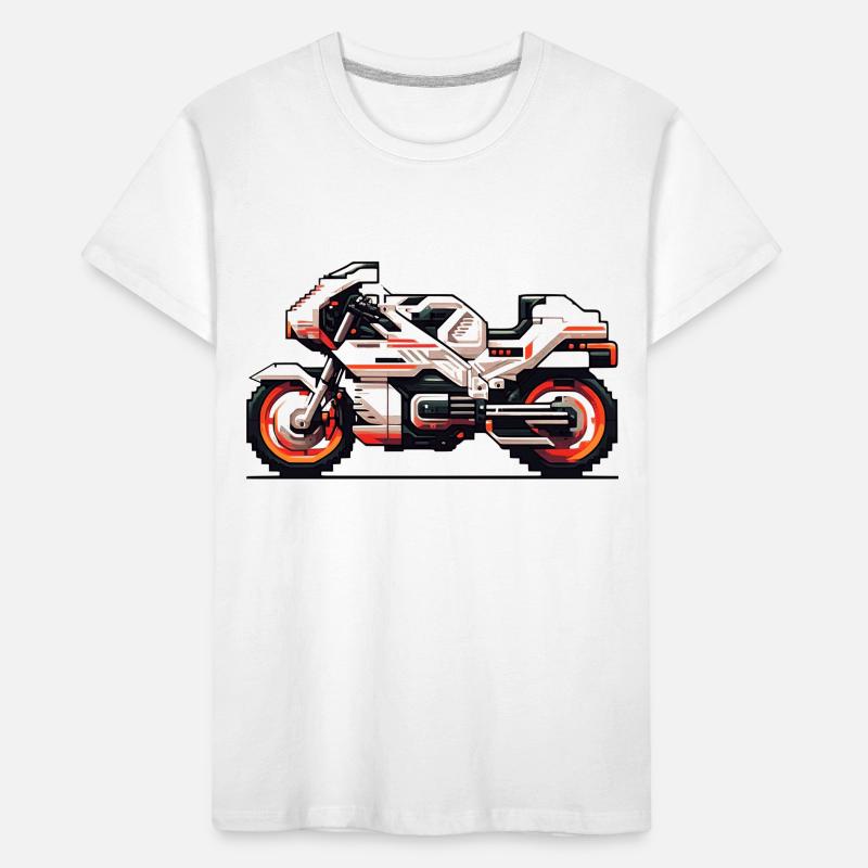 Motorcycle racing machine as 8 bit vector Kids' Premium Organic T-Shirt
