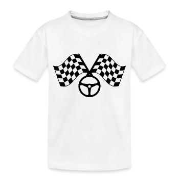 racing flag/ Zielflagge Design - Kinder Premium Bio T-Shirt - Weiß - Vorne