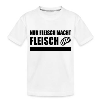 NUR FLEISCH MACHT FLEISCH - Kinder Premium Bio T-Shirt - Weiß - Vorne
