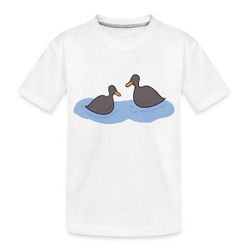 Canards nageant dans l’étang - T-shirt bio Premium Enfant - blanc - Devant