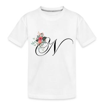 Lettre n fleuris - T-shirt bio Premium Enfant - blanc - Devant