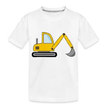 Bagger Design/ Baustelle - Kinder Premium Bio T-Shirt - Weiß - Vorne
