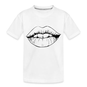 Lippen Mund Kussmund - Kinder Premium Bio T-Shirt - Weiß - Vorne