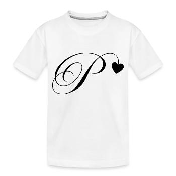 Lettre p calligraphie cœur - T-shirt bio Premium Enfant - blanc - Devant
