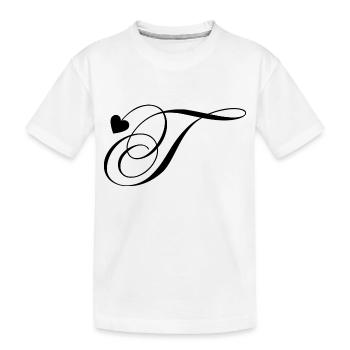 Lettre t calligraphie cœur - T-shirt bio Premium Enfant - blanc - Devant