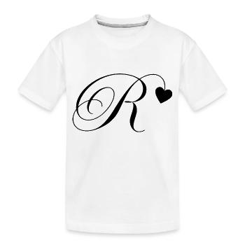Buchstabe r Kalligraphie Herz - Kinder Premium Bio T-Shirt - Weiß - Vorne