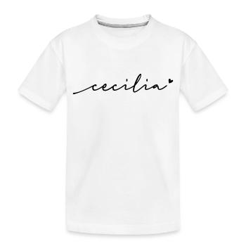 Cecilia Cursive Name - Kids' Premium Organic T-Shirt - white - Front