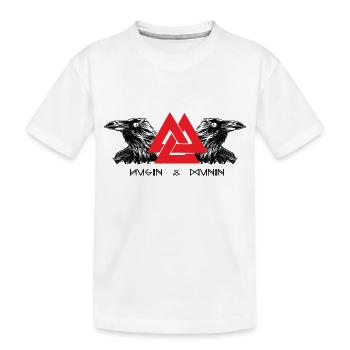 Hugin & Munin Vikings Odins Raben Kelten Design - Kinder Premium Bio T-Shirt - Weiß - Vorne