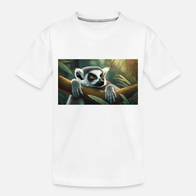 Animaux mignons qui se détendent - lémurien à queue annelée - T-shirt bio Premium Enfant - blanc