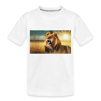 Niedliche Tiere chillen – Löwe - Kinder Premium Bio T-Shirt - Weiß - Vorne