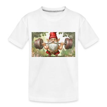cute little gnomes everyday life – working out - Kids' Premium Organic T-Shirt - white - Front