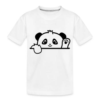 Schüchterner Panda versteckt sich und Hi 21-5 - Kinder Premium Bio T-Shirt - Weiß - Vorne