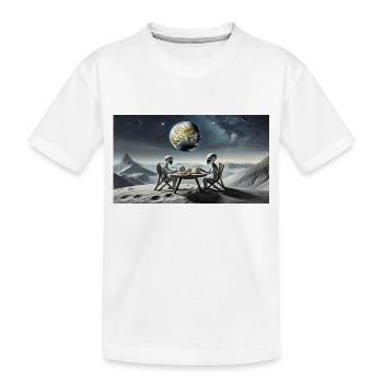 extraterrestre gris à la surface de la lune – dîner - T-shirt bio Premium Enfant - blanc - Devant