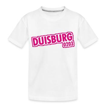 Duisburg - 0203 - Vorwahl - NRW - Ruhrpott - Kinder Premium Bio T-Shirt - Weiß - Vorne