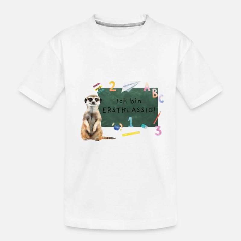 Erdmännchen Einschulung - Kinder Premium Bio T-Shirt - Weiß