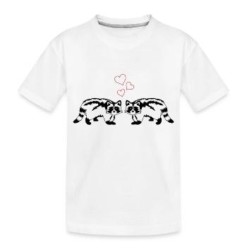 waschbären verliebt - Kinder Premium Bio T-Shirt - Weiß - Vorne