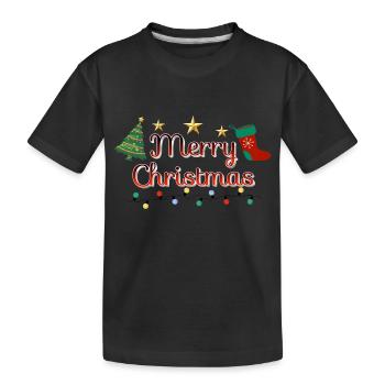 Merry Christmas tree - Kids' Premium Organic T-Shirt - black - Front
