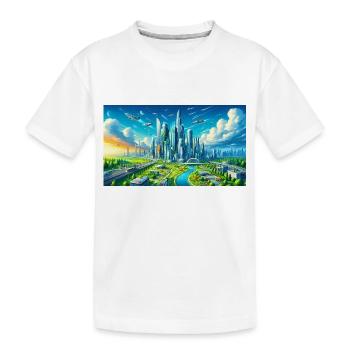 Futuristische Stadt - Kinder Premium Bio T-Shirt - Weiß - Vorne