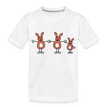 3 lapins, famille, enfants, parents, trois frères et sœurs, mignon, - T-shirt bio Premium Enfant - blanc - Devant