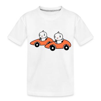 2 Birds Driving Fast Car Racing Car Racing Race - Kids' Premium Organic T-Shirt - white - Front