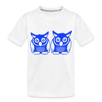 2 hiboux équipe oiseau amis deux chouettes effraies équipage - T-shirt bio Premium Enfant - blanc - Devant