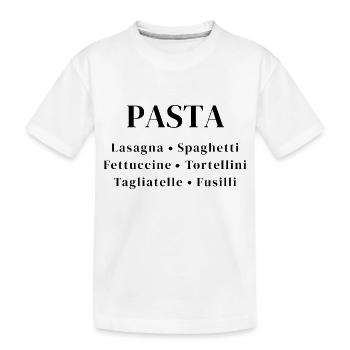 Liste des amateurs de pâtes – Lasagnes, spaghettis, fettuccine - T-shirt bio Premium Enfant - blanc - Devant