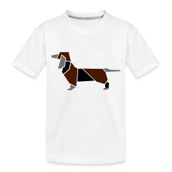 Origami Dackel - Kinder Premium Bio T-Shirt - Weiß - Vorne