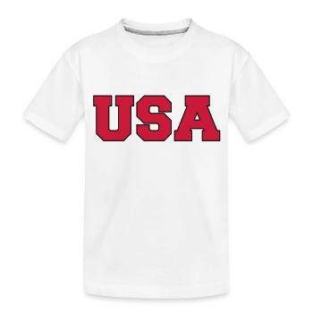 USA - Kinder Premium Bio T-Shirt - Weiß - Vorne
