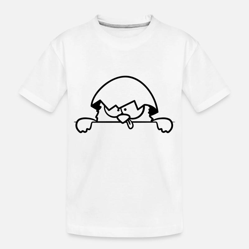 Verrücktes Küken hinter Mauer - Kinder Premium Bio T-Shirt - Weiß