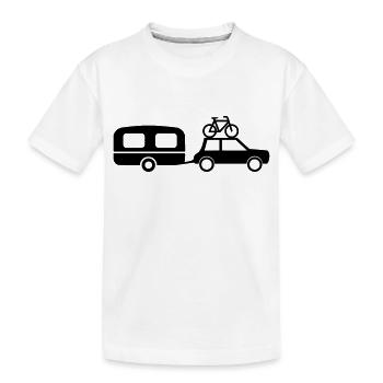 Auto Wohnwagen - Kinder Premium Bio T-Shirt - Weiß - Vorne