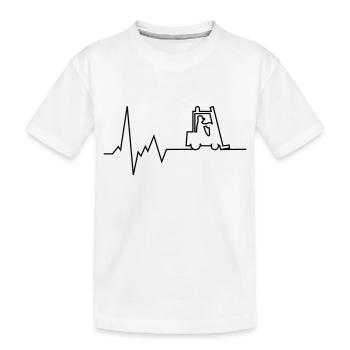heartbeat fork lift - Kids' Premium Organic T-Shirt - white - Front