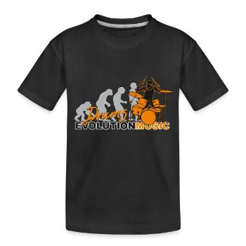 Drums, drummer, drums, evolution music - Kids' Premium Organic T-Shirt - black - Front
