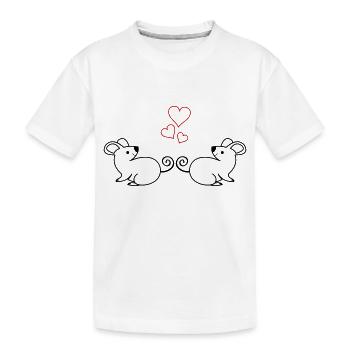 Mäuse Verliebt - Kinder Premium Bio T-Shirt - Weiß - Vorne
