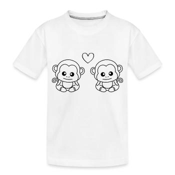 Affe Comic Paar Liebe - Kinder Premium Bio T-Shirt - Weiß - Vorne
