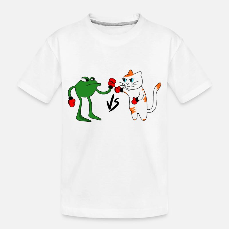 Combat grenouille vs chat - T-shirt bio Premium Enfant - blanc