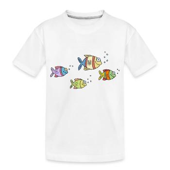 bunte Fische Wasser Meer Graffiti Kinderzeichnung - Kinder Premium Bio T-Shirt - Weiß - Vorne