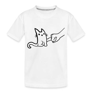 Katze Fist Pump Brofist - Kinder Premium Bio T-Shirt - Weiß - Vorne