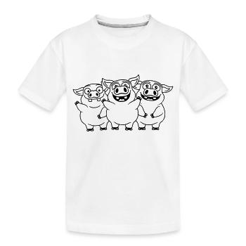Équipe amicale de cochons drôles - T-shirt bio Premium Enfant - blanc - Devant
